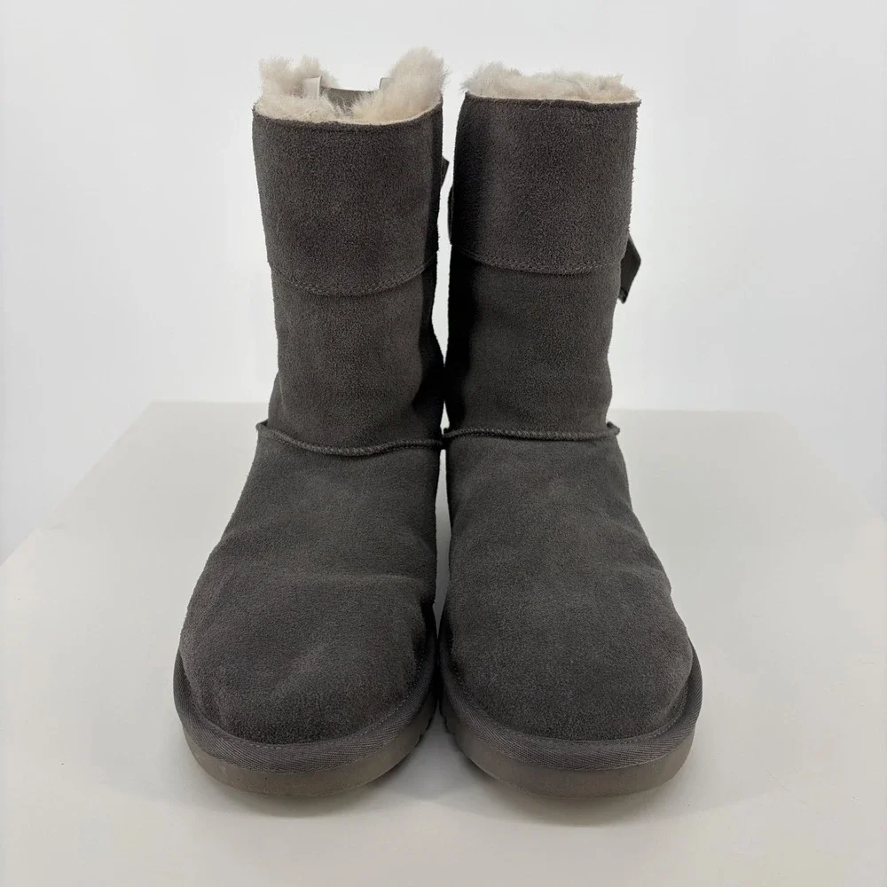 Koolaburra by UGG Victoria Boot Suede Bow Back Grey Winter Cozy Women 9